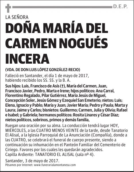 DOÑA MARÍA DEL CARMEN NOGUÉS INCERA