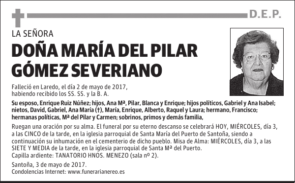 DOÑA Mª DEL PILAR GÓMEZ SEVERIANO