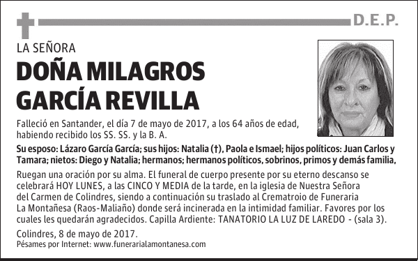 DOÑA MILAGROS GARCÍA REVILLA