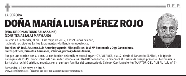 Dª. MARÍA LUISA PÉREZ ROJO