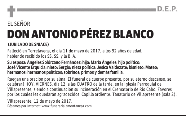 DON ANTONIO PÉREZ BLANCO