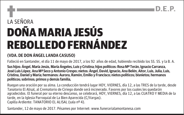 DOÑA MARIA JESÚS REBOLLEDO FERNÁNDEZ