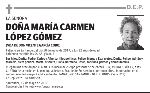 DOÑA MARIA CARMEN LÓPEZ GÓMEZ