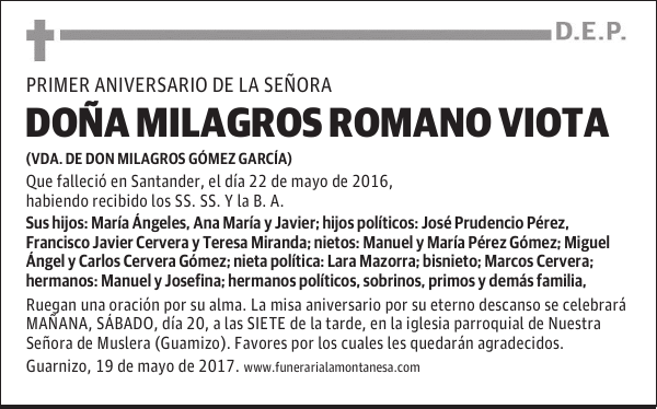 DOÑA MILAGROS ROMANO VIOTA