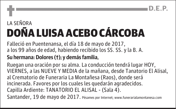 DOÑA LUISA ACEBO CARCOBA