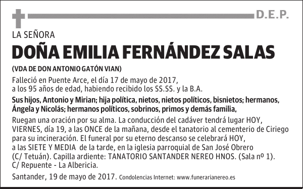 DOÑA EMILIA FERNANDEZ SALAS