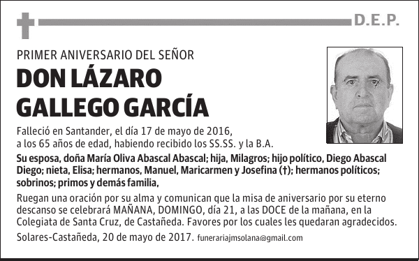 DON LÁZARO GALLEGO GARCÍA