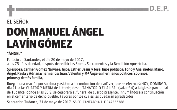 DON MANUEL ÁNGEL LAVIN GÓMEZ