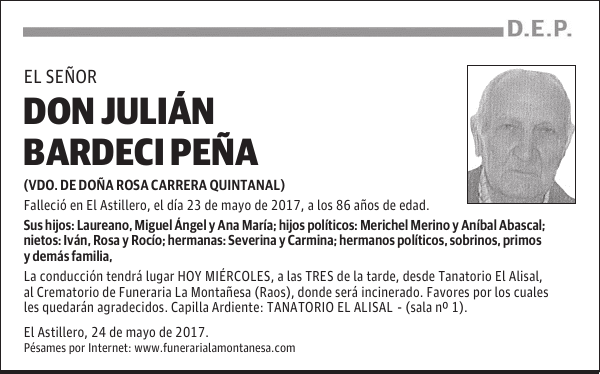 DON JULIÁN BARDECI PEÑA