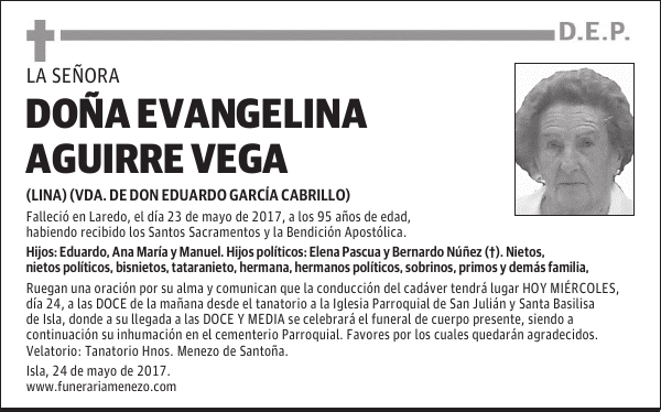 DOÑA EVANGELINA AGUIRRE VEGA