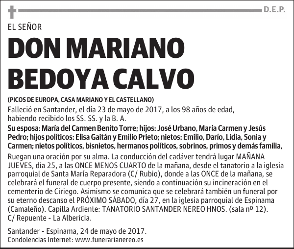 DON MARIANO BEDOYA CALVO