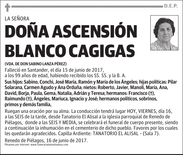 DOÑA ASCENSIÓN BLANCO CAGIGAS