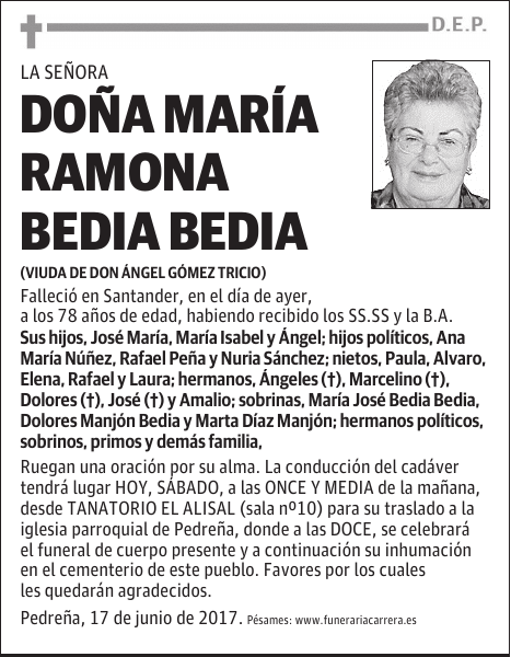 DOÑA MARÍA RAMONA BEDIA BEDIA