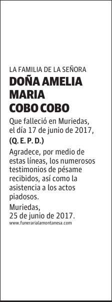 DOÑA AMELIA MAMA COBO COBO