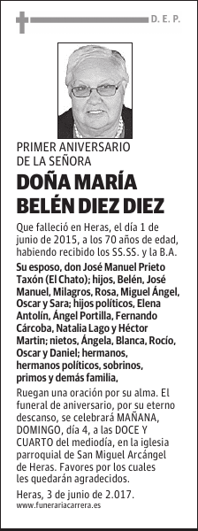 DOÑA MARÍA BELÉN DIEZ DIEZ