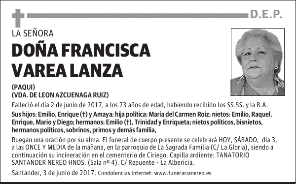 DOÑA FRANCISCA VAREA LANZA