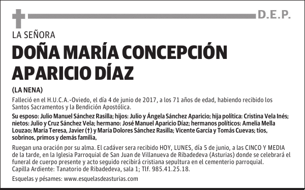 DOÑA MARÍA CONCEPCIÓN APARICIO DÍAZ