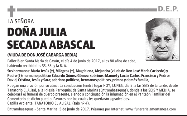 DOÑA JULIA SECADA ABASCAL