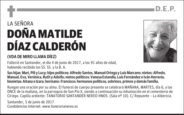 DOÑA MATILDE DÍAZ CALDERÓN