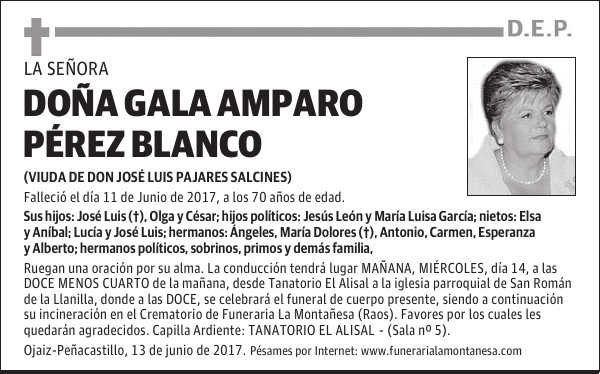 DOÑA GALA AMPARO PÉREZ BLANCO