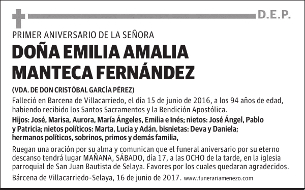 DONA EMILIA AMALIA MANTECA FERNANDEZ