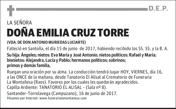 DOÑA EMILIA CRUZ TORRE