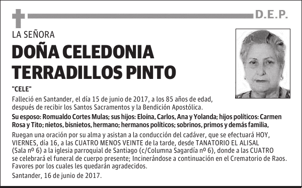 DOÑA CELEDONIA TERRADILLOS PINTO