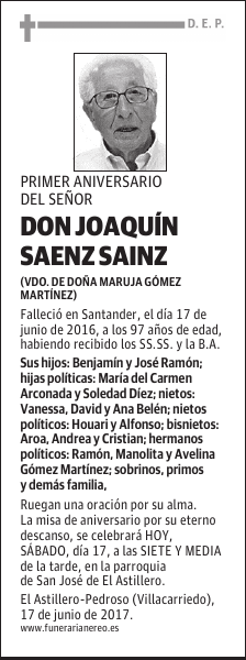 DON JOAQUIN SAENZ SAINZ