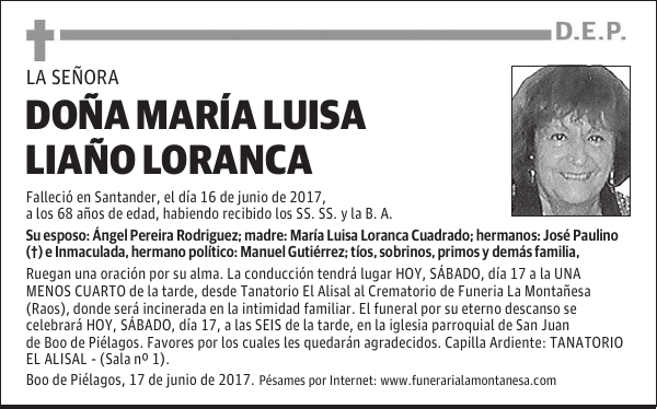 DOÑA MARÍA LUISA LIAÑO LORANCA