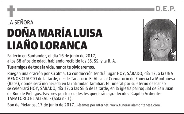 DOÑA MARÍA LUISA LIAÑO LORANCA