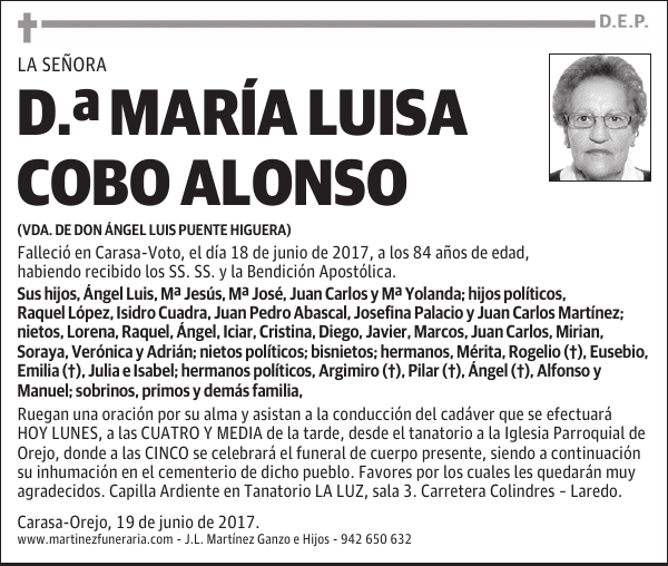 DOÑA MARÍA LUISA COBO ALONSO