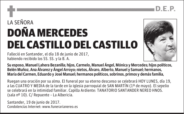 DOÑA MERCEDES DEL CASTILLO DEL CASTILLO