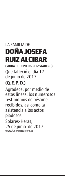 DOÑA JOSEFA RUIZ ALCIBAR