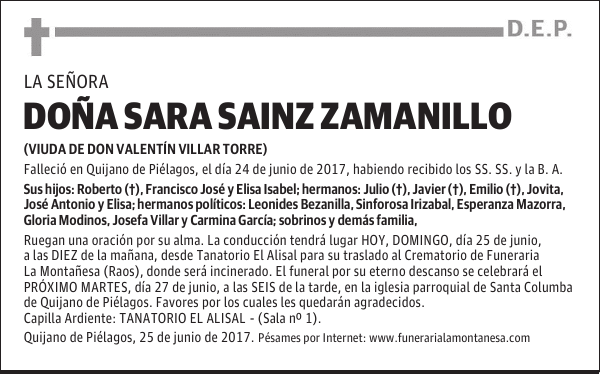 DOÑA SARA SAINZ ZAMANILLO