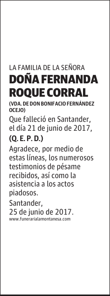 DOÑA FERNANDA ROQUE CORRAL