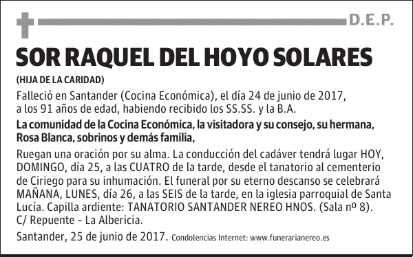 SOR RAQUEL DEL HOYO SOLARES