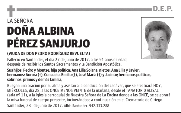 DOÑA ALBINA PEREZ SANJURJO