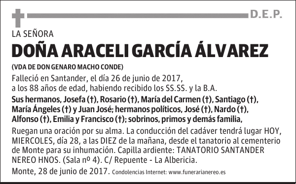 DOÑA ARACELI GARCIA ALVAREZ