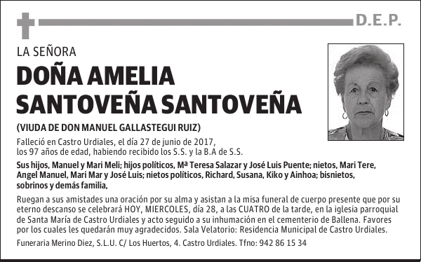 Doña Amelia Santoveña Santoveña