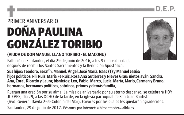 DOÑA PAULINA GONZÁLEZ TORIBIO