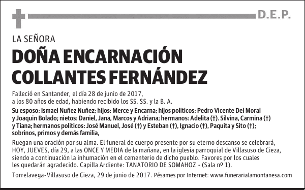 DOÑA ENCARNACION COLLANTES FERNANDEZ