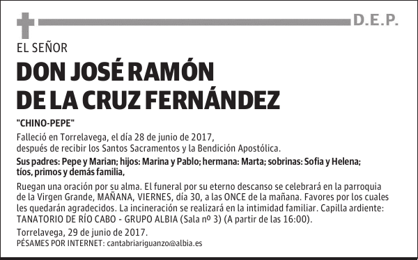 DON JOSÉ RAMÓN DE LA CRUZ FERNANDEZ