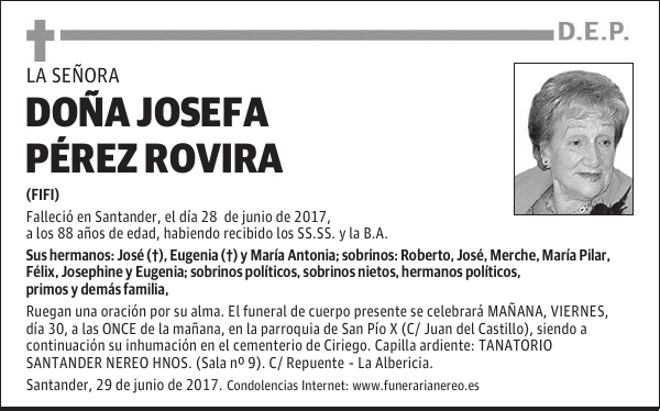 DOÑA JOSEFA PEREZ ROVIRA