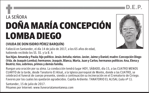 DOÑA MARÍA CONCEPCIÓN LOMBA DIEGO