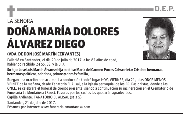 DOÑA MARÍA DOLORES ÁLVAREZ DIEGO