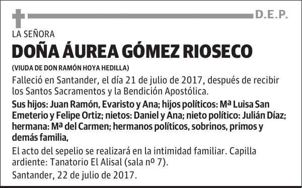 DOÑA ÁUREA GÓMEZ RIOSECO