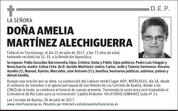 DOÑA AMELIA MARTÍNEZ ALECHIGUERRA
