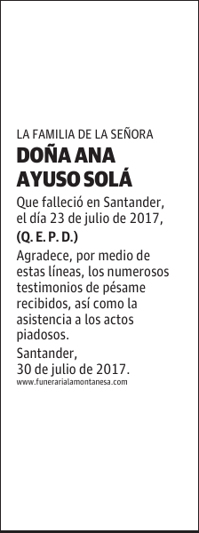 DOÑA ANA AYUSO SOLA
