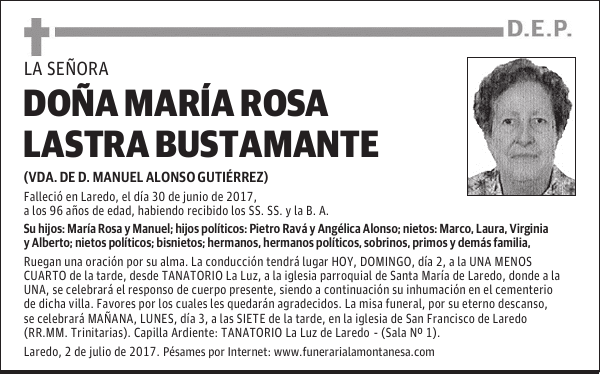 DOÑA MARIA ROSA LASTRA BUSTAMANTE