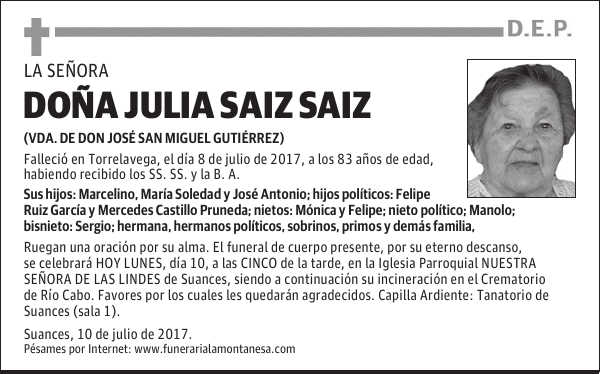 DOÑA JULIA SAIZ SAIZ